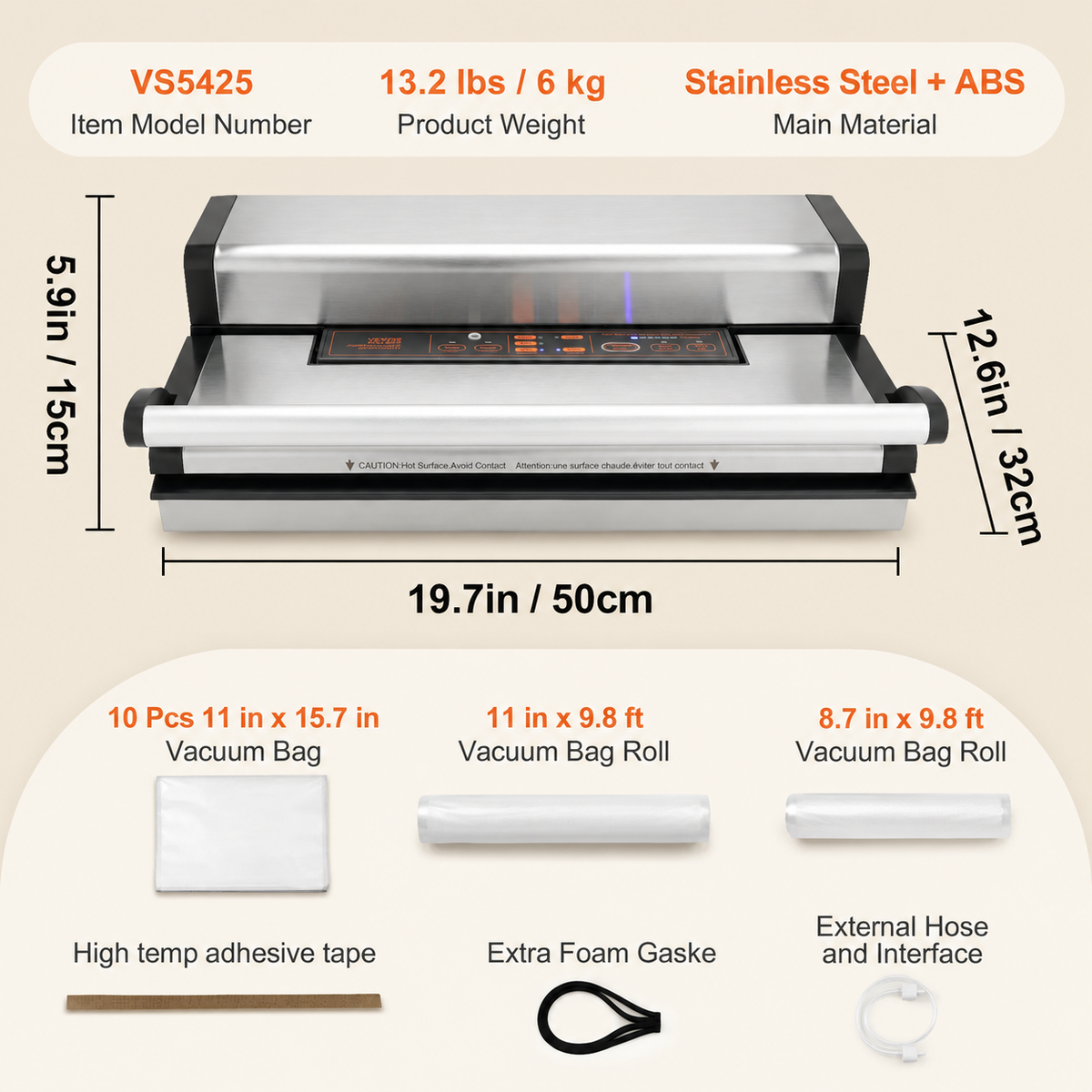 95Kpa Vacuum Sealer – Dual Pump, Dual Seal, Automatic & Manual Sealing