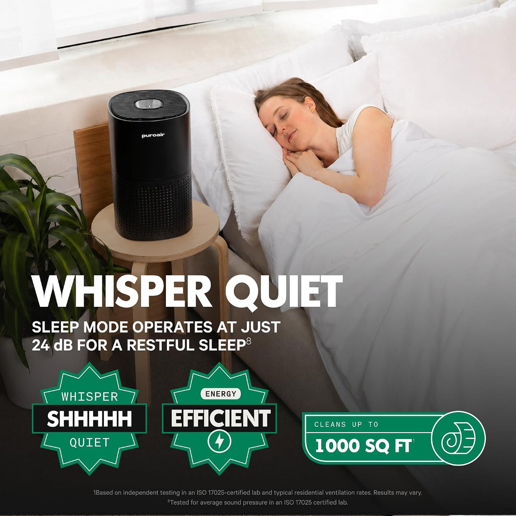 240 HEPA Air Purifiers for Home Pets Bedroom 1000 Ft² - Black