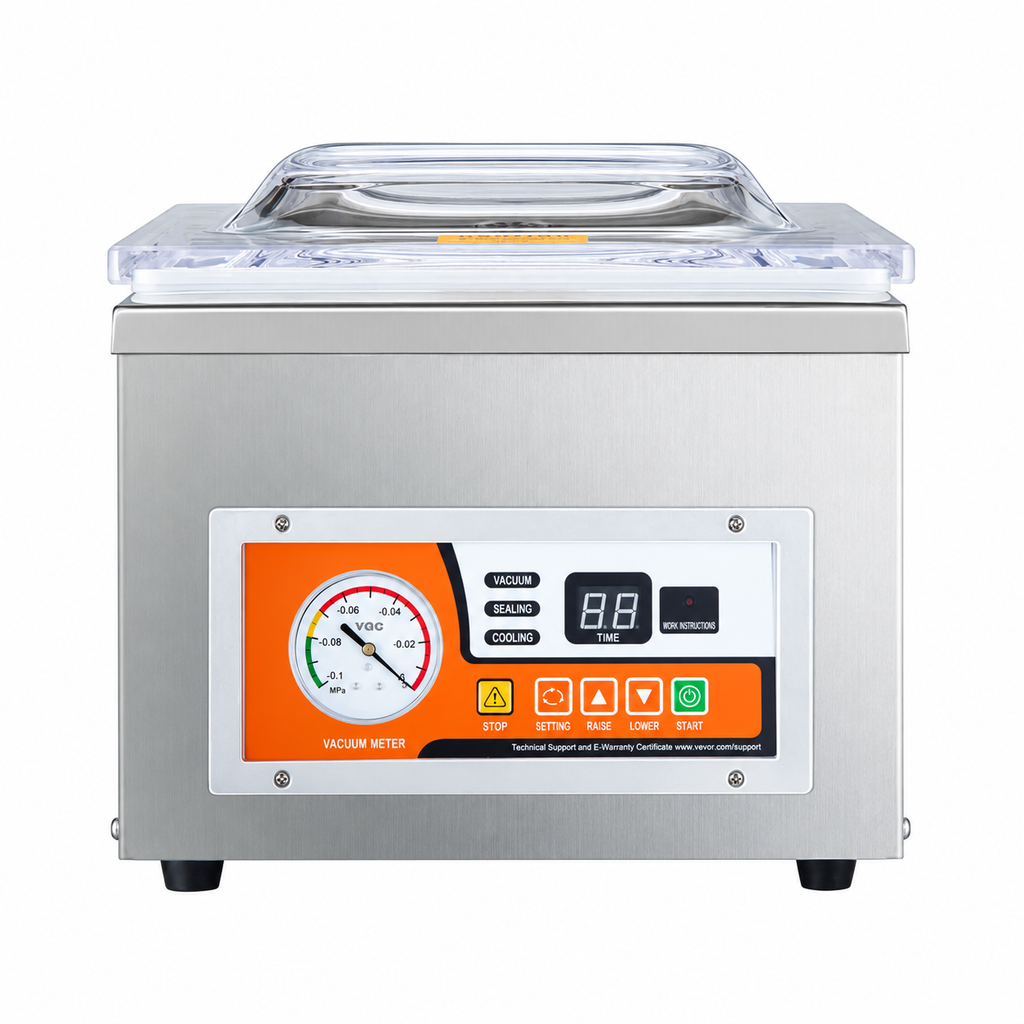 Chamber Vacuum Sealer, 260W Sealing Power, Vacuum Packing Machine for Wet Foods, Meats, Marinades and More, Compact Size with 10.2 in Sealing Length, Applied in Home Kitchen and Commercial Use