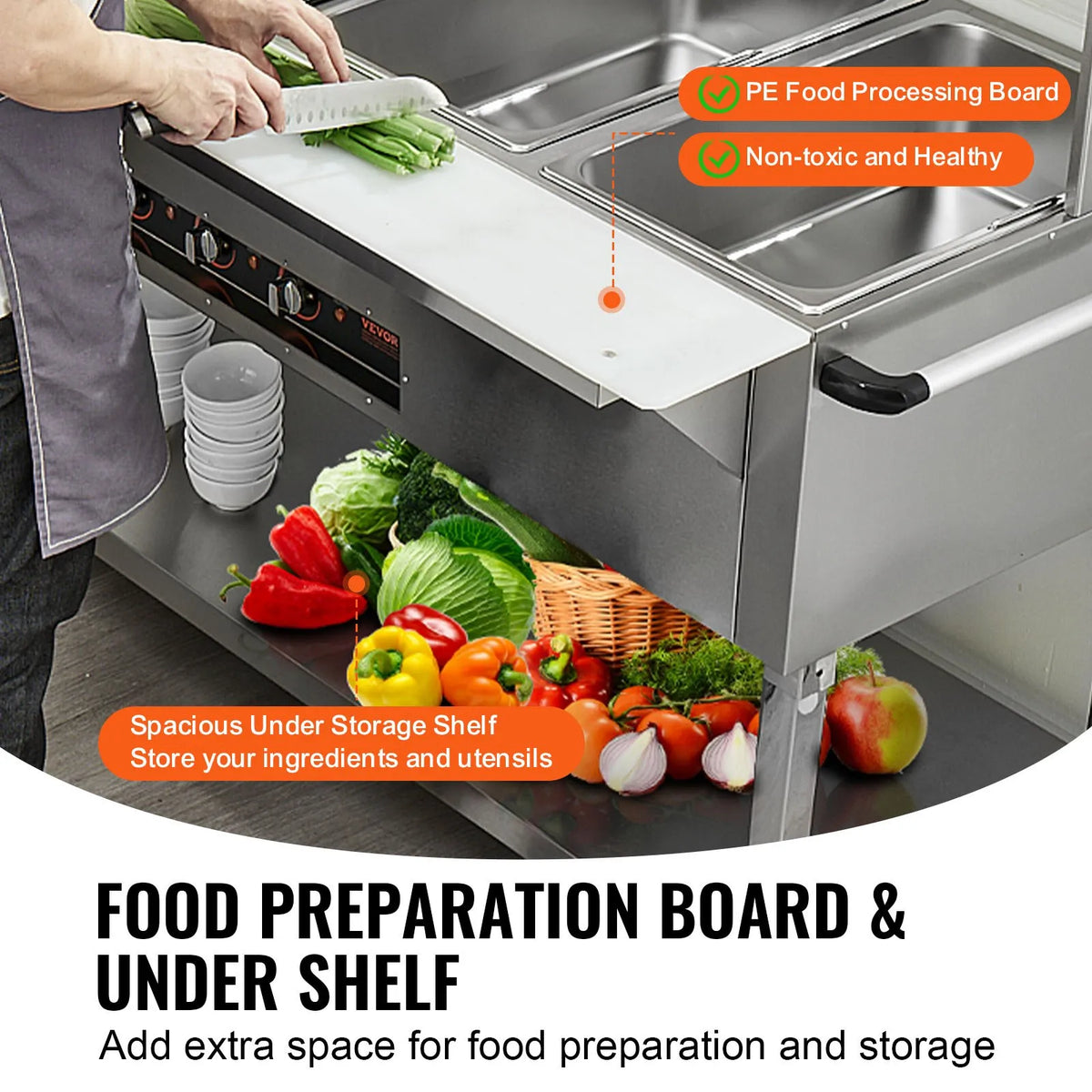 2-Pan Commercial Food Warmer, 2 x 20.6QT Electric Steam Table, 1000W Professional Buffet Catering Food Warmer with 4 Wheels (2 Lockable), Food Grade Stainless Steel Server for Party Restaurant
